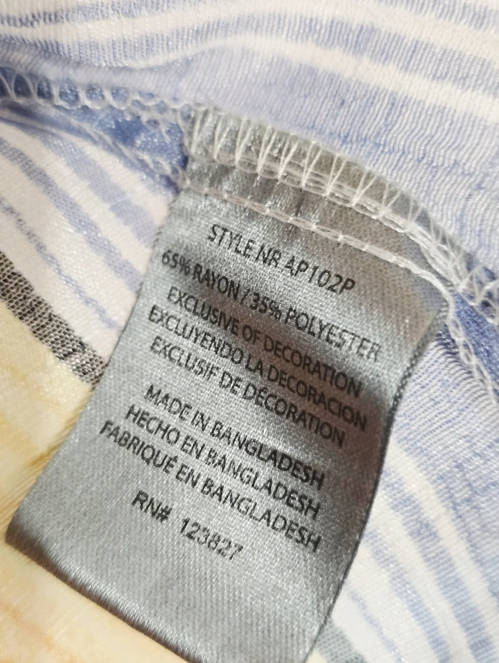 Alex & Parker Plus Sizel Stripe Button-Down Shirt in Blue and Tan - Picture 7 of 7